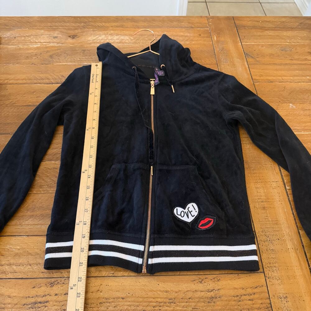 Betsey Johnson velour black zip jacket with pockets size small - Picture 5 of 5